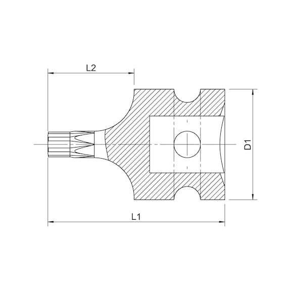1/2-inch impact socket wrench insert For TX socket screws, short - 2