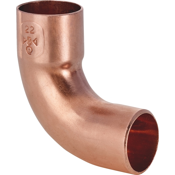 90° elbow, with solder connection and plug-in end EN1254, copper, 5001A - 1