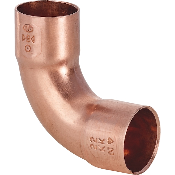 90° elbow, with solder connection on both sides EN1254, copper, 5002A - 1