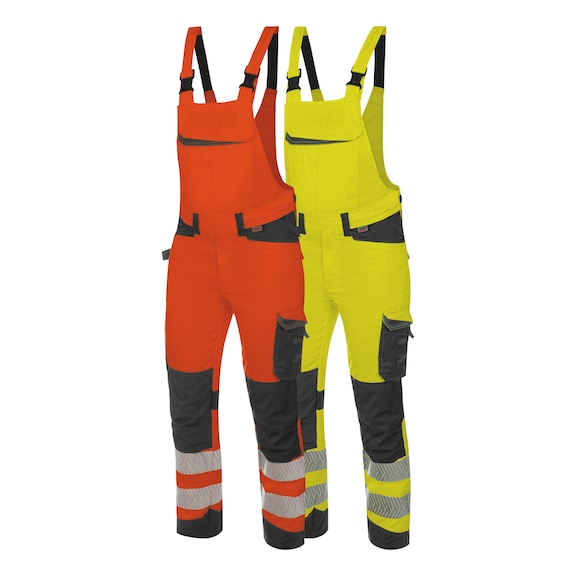 Fluorescent high-visibility dungarees, class 2