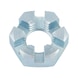 Castellated nut, low profile DIN 979, steel 05, zinc-plated, blue passivated (A2K) - 1