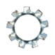 Serrated washer, externally serrated, type A DIN 6797, zinc-plated steel, blue passivated (A2K) - 1