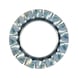 Rondella di sicurezza dentellata esternamente, forma A DIN 6798, acciaio zincato, passivato bianco (A2K). Con dentellatura esterna - 1