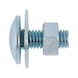 Round head screw with square neck and nut Similar to DIN 603, steel 4.8, zinc-plated with washer and nut - 1