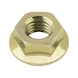 Ribbed nuts Zinc-plated yellow (A2C), fine thread for frame screws - NUT-FRMSCR-HEX-FLG-WS22-(A2C)-M16X1,5 - 1