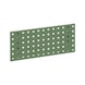 Base plate for square-perforated panel system - BSEPLT-RAL6011-RESEDAGREEN-228X495MM - 1