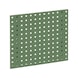 Base plate for square-perforated panel system - BSEPLT-RAL6011-RESEDAGREEN-457X495MM - 1