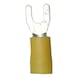 Crimp cable lug, fork shape Polyamide insulated - CABLE CON INS FORK TONGUE YELLOW M5 - 1