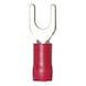 Crimp cable lug, fork shape Polyamide insulated - FORK-SHAPEN CABLE CON RED   M4 - 1