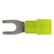 Crimp cable lug, fork shape Polyamide insulated - CABLE CON INS FORK TONGUE YELLOW M4 - 1