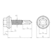 Bohrschraube Sechskantkopf mit Schutzkappe und Dichtscheibe aus Edelstahl A2 pias<SUP>®</SUP> - SHR-BSP-A2KPF-SHB19-(A3K)-6,0X25 - 2