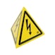 Tetraéder alakú figyelmeztető tábla „Veszélyes elektromos feszültség” felirattal Mágnes talppal - 1
