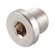 Hexagon socket screw-in nut with collar, imperial DIN 908, A4 stainless steel, plain - PLG-THR-DIN908-A4-G1/2 - 1