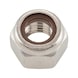 Dado esagonale autobloccante (inserto marrone, non metallico) ISO 7040, acciaio 10, zincato, passivato bianco (A2K), con anello marrone - 1