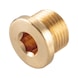 Hexagon socket screw-in nut with collar, imperial DIN 908, brass, plain - 1