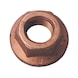 Exhaust nut with flange Steel 6, copper-plated - NUT-FLG-OPEL-6-WS15-(C4L)-H10-FL21-M10 - 1