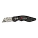 Trapezoidal blade knife With integrated, magnetic 1/4 inch bit holder and cable stripping tool - 1