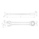 Metrisk ringgaffelnøgle med skralde med skraldefunktion i både ring- og gaffelsiden - RINGSKRALDENØGLE 19MM - 2