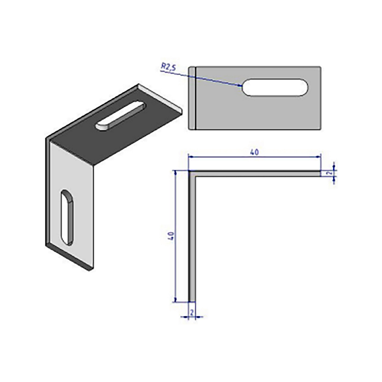 Aluminium bracket for aluminium terrace profile - AY-ANGLE-TERRACSPRT-ALU-40X19X40MM - 2