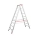 Riveted aluminium standing ladder with steps - STANDLDR-ALU-2X9STEP - 1