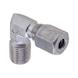 90° angled male fitting ISO 8434-1, zinc-nickel-plated steel, tapered BSPT male thread - 1