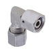 90° angled adjustable sealing cone fitting ISO 8434-1, zinc-nickel-plated steel, cutting ring connection with o-ring - 1