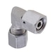 90° angled adjustable sealing cone fitting ISO 8434-1, zinc-nickel-plated steel, cutting ring connection with o-ring - 1