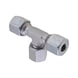 Adjustable T-shaped sealing cone fitting ISO 8434-1, zinc-nickel-plated steel, cutting ring connection with o-ring - TUBFITT-ISO8434-S-SWOBTC-ST-D14-M22X1,5 - 1