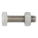 Hexagonal bolt, fully threaded, SB fittings, DIN EN 15048-1 ISO 4017, A2-70 stainless steel, plain, with nut ISO 4032 - 1