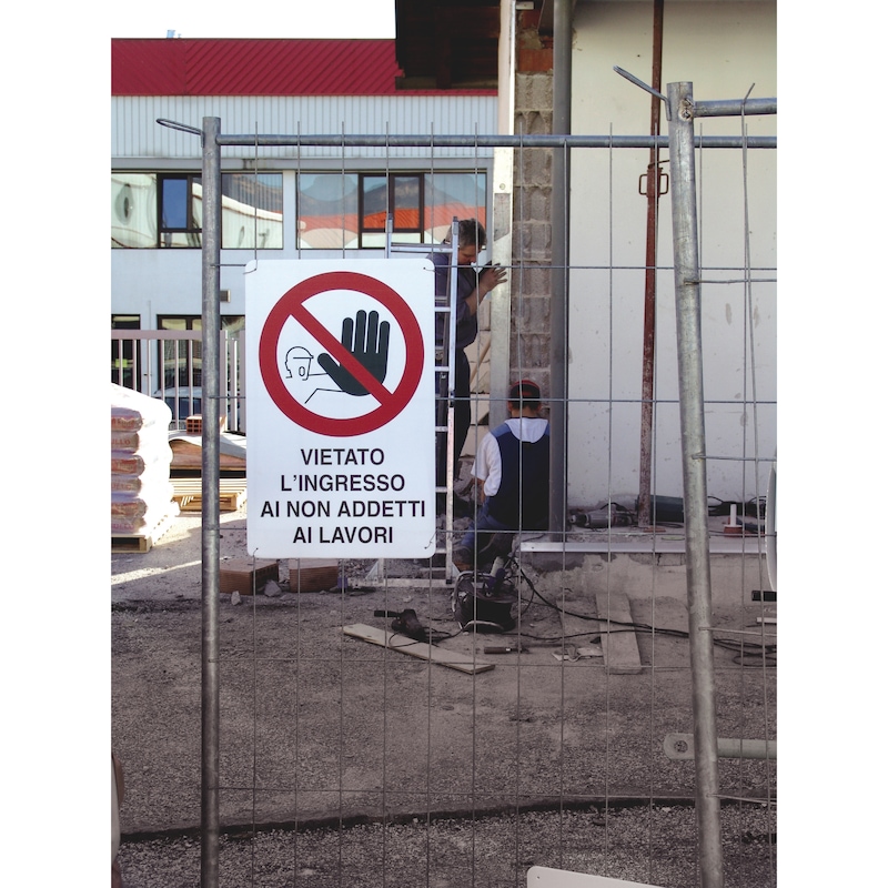 Cartello Vietato L'Accesso Al Cantiere - Bianco/Rosso, 30x20 Cm, In Plastica Resistente Per Esterni E Interni, Segnaletica Di Sicurezza