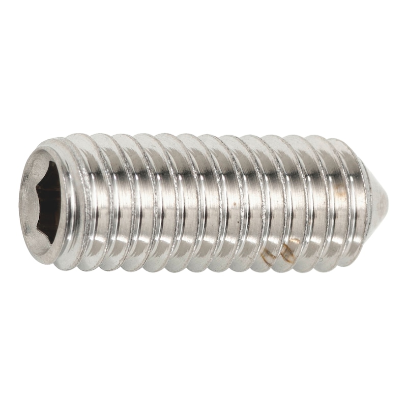 Hexagon socket set screw with flattened tip ISO 4027, A2 stainless steel, 21H, plain - 1