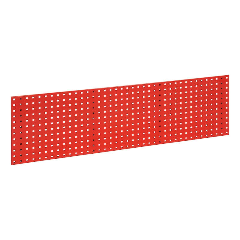 Base plate for square-perforated panel system - BSEPLT-RAL3020-TRAFFICRED-457X1486MM