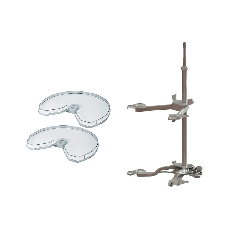 VS COR Spin 71 corner cabinet carousel fitting set With ¾ circular bases for pivoting front panels that rotate with the system - 1