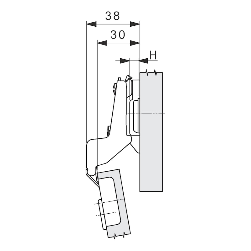 Concealed hinge, Nexis Impresso 100 With shallow cup depth for thin and profiled doors - HNGE-NEXIMP-45/48-INRT-100DGR