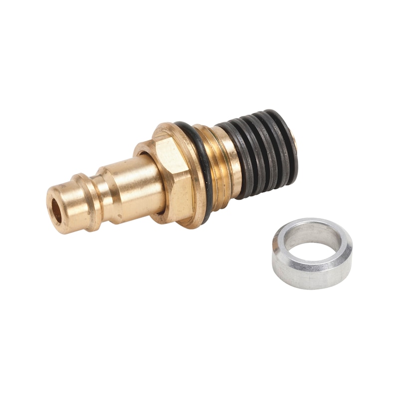 Connection nipple, damped For manual tyre inflators