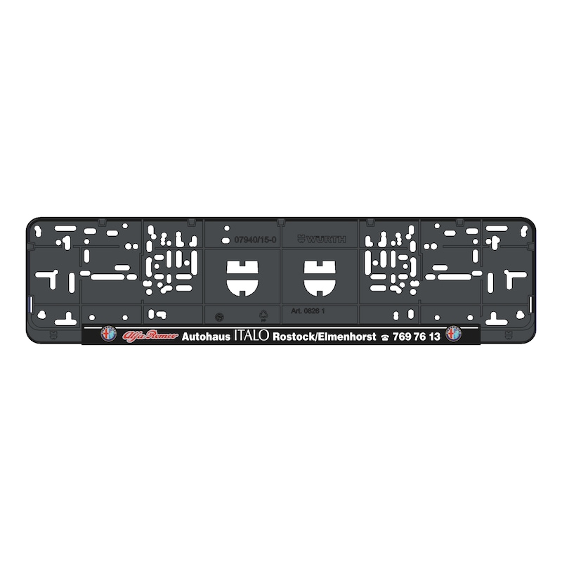 Complete printed Classic number plate holder - NPH-COMPL-PLT/STR-7COL-CLASSIC-520MM
