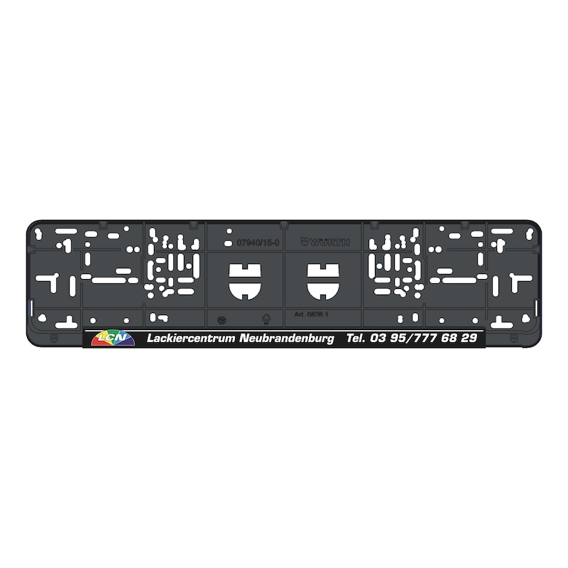 Complete printed Classic number plate holder - NPH-COMPL-PLT/STR-6COL-CLASSIC-520MM