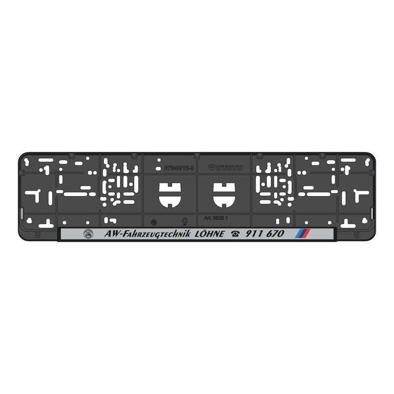 Complete printed Classic number plate holder - NPH-COMPL-PLT/STR-4COL-CLASSIC-520MM