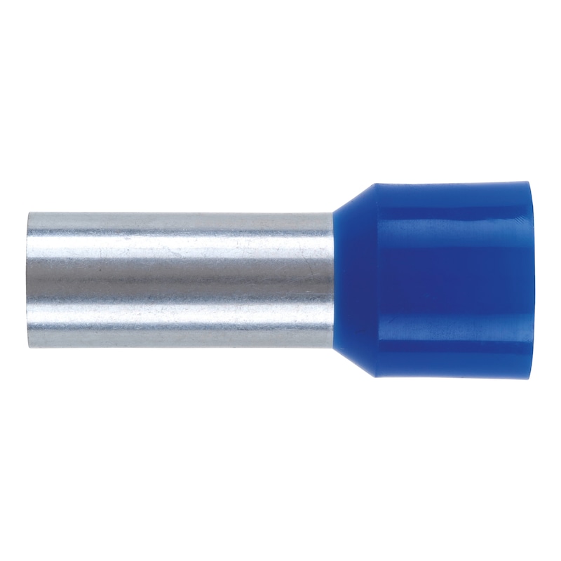Wire end ferrule with plastic sleeve according to DIN 46228 Part 4 - WENDFER-DIN46228-CU-(J2N)-BLUE-50,0X25,0