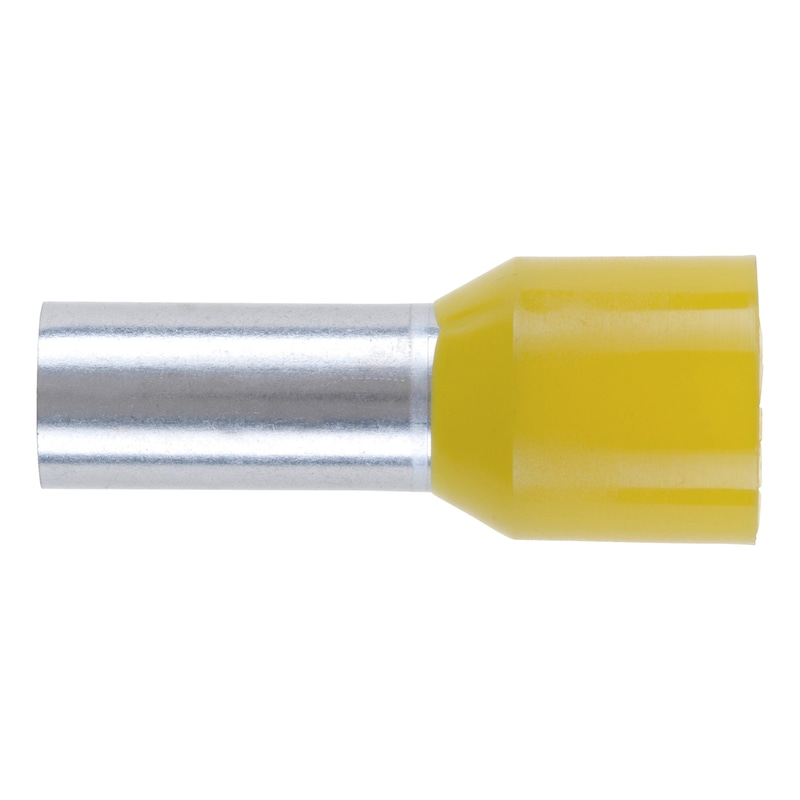 Wire end ferrule with plastic sleeve according to DIN 46228 Part 4 - WENDFER-DIN46228-CU-(J2N)-YEL-25,0X16,0