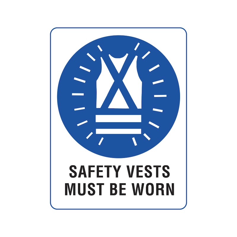 Mandatory Workplace Safety Signage Safety Vest - MANTRYSIGN-(VEST MUST BE WORN)-450X300