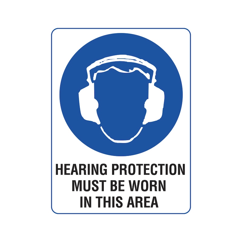 Use hearing protection (with text) - MANTRYSIGN-(HEARPROTMUSTBEWORN)-450X300