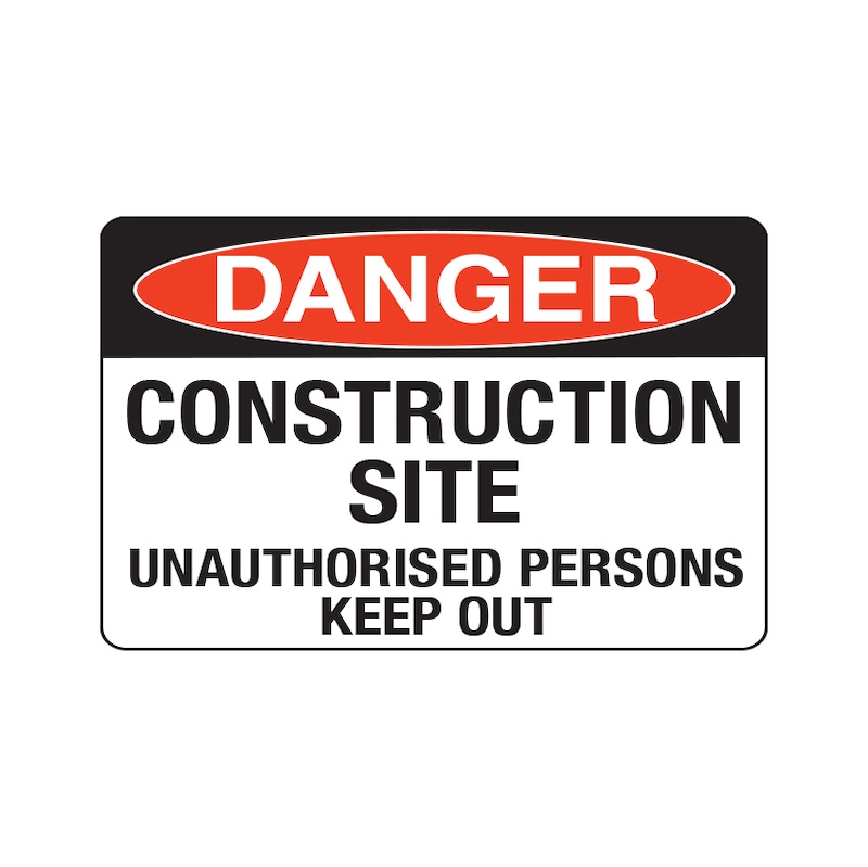 Workplace Safety Signage Danger - Construction Site - WARNSIGN-(DANGER CONSTRUCTION)-600X450