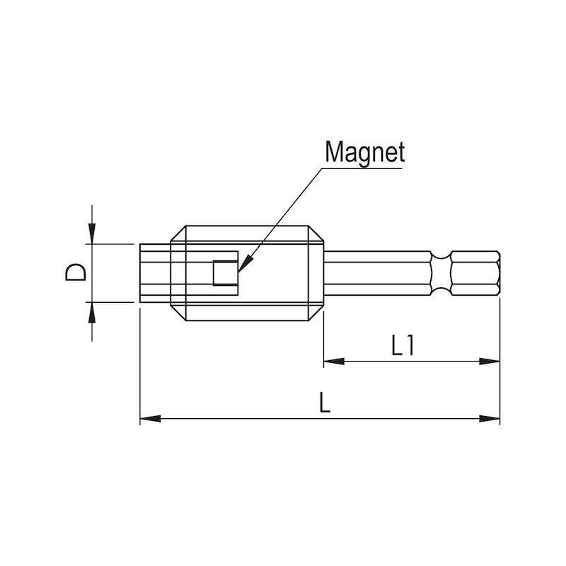 1/4 inch bit holder, E 6.3 Magnetic - 2