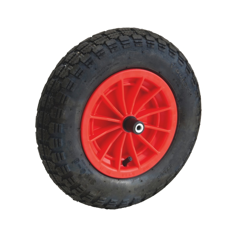 Pneumatic wheel, plastic rim - AY-AIRWHEEL-WHLBW-PLARIM-RED-400X80MM