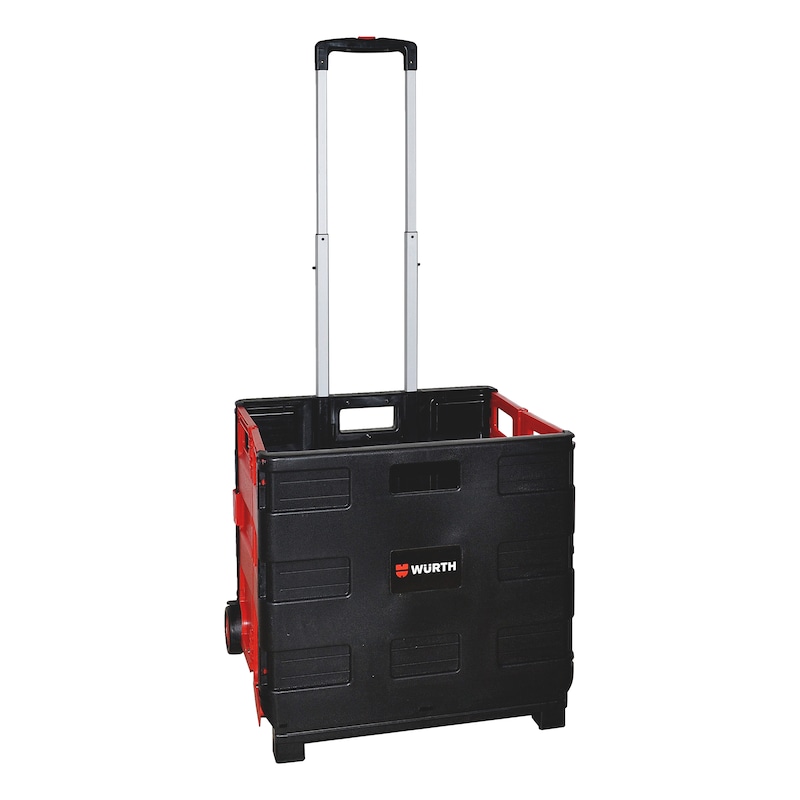 Folding crate with trolley