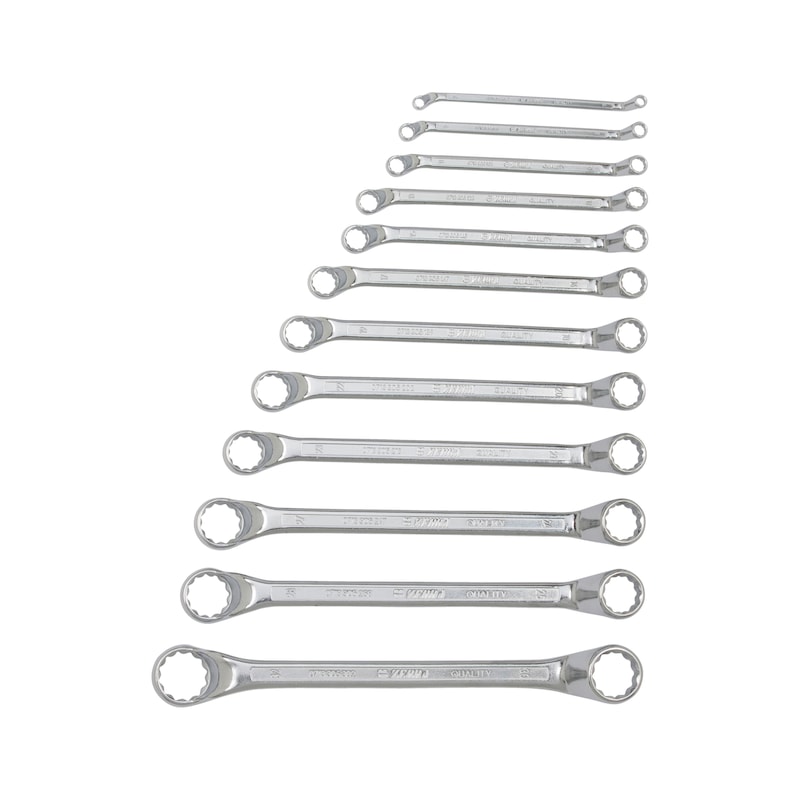 Double ring wrench set, deep offset 12 pieces - DBBOXENDWRNCH-SORT-(WS6-32)-12PCS
