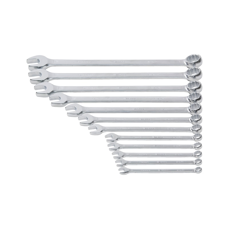 Combination wrench set, extra long 12 pieces - 1