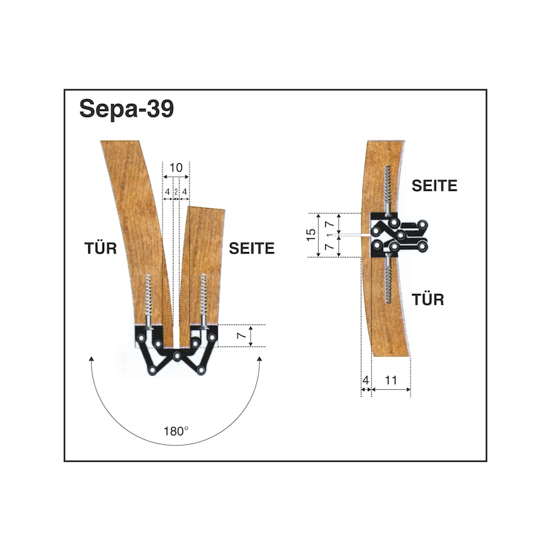 SEPA 39-serie meubelscharnier - SCHARNIER SEPA 39 BRS MATT