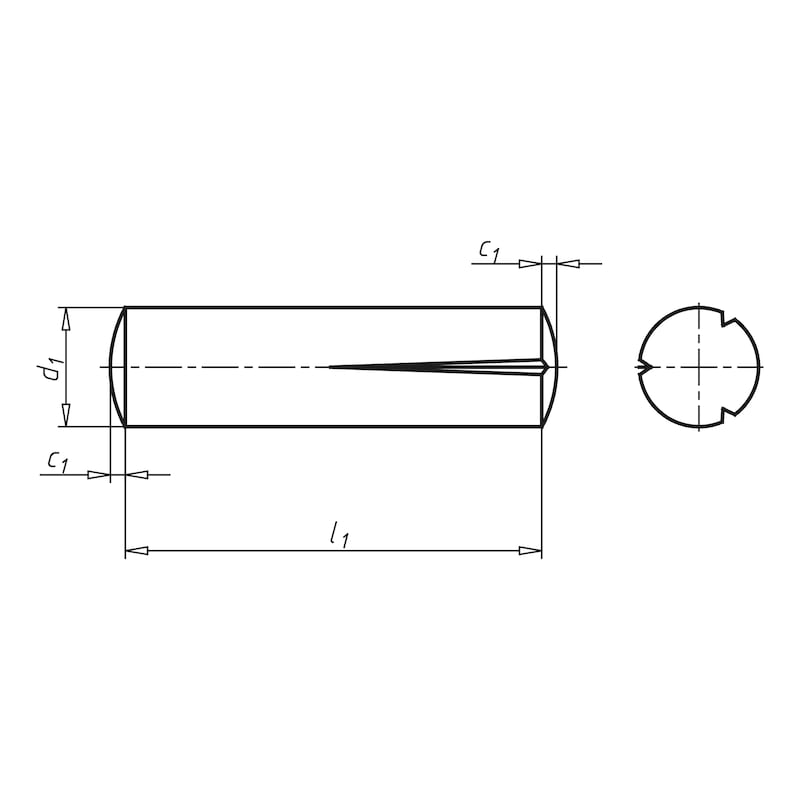 Taper-grooved dowel pin DIN 1472, A1 stainless steel, plain - 2